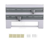 ANKROYU Rack de stockage enveloppe en plastique Premium Dispensateur de films de bouche avec un coupeur Organisateur de cuisine multifonctionnelle pour les serviettes en papier d'a (Bleu gris)