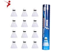 ANKROYU REGAIL 12 pièces Imitation Nylon Plume Badminton Plastique Birdies Balle Ensemble Volant pour intérieur extérieur activités Sportives entraînement Base en liège de qualité (Blanche)