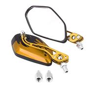 ANKROYU Rétroviseurs de moto Rétroviseurs latéraux en alliage d'aluminium Ajustement universel pour scooters vélos avec vis de 8 mm 10 mm Coque en plastique dur de haute qualité Co (Jaune)