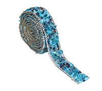ANKROYU Ruban de strass scintillants de 2 cm de largeur et 2 m de longueur, coupe arbitraire, ruban décoratif chauffant à pression chaude pour robes de mariée, décorations de gâtea (gravier bleu lac)