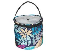 ANKROYU Sac de rangement cylindrique en tissu Oxford, organisateur élastique de grande capacité avec poches en filet à fermeture éclair pour tricoter des aiguilles de fil de laine (Petit baril)