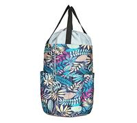 ANKROYU Sac de rangement cylindrique en tissu Oxford, organisateur élastique de grande capacité avec poches en filet à fermeture éclair pour tricoter des aiguilles de fil de laine (grand baril)
