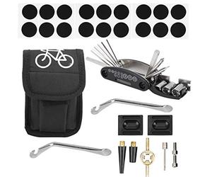 ANKROYU Sac de réparation de vélo, kit de réparation de Pneu de vélo Portable, Levier de Pneu 16 en 1 Sac à Outils de vélo Multifonction pour la Situation économique du Cyclisme en Plein air