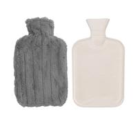 ANKROYU Sac d'eau chaude avec couverture souple de 2000ML, bouteille d'eau chaude en caoutchouc d'injection haute densité pour soulager la chaleur pendant l'hiver (Gris foncé)