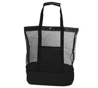 ANKROYU Sac en Mailles de Plage isolée Grande capacité Sac à bandoulière de Plage en Tissu Oxford imperméable avec Refroidisseur Amovible pour Pique-Nique Camping Voyage Piscine Va (Noir)