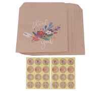 ANKROYU Sacs cadeaux en papier kraft motif dessin animé petits sacs en papier brun polyvalents durables pour fête d'anniversaire mariage vacances douche 2 paquets 16 cm x 13 cm ave (Style de bouquets)