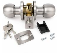 ANKROYU Serrure Tubulaire en Acier Inoxydable, Poignée de Porte d'Entrée avec Serrure et 3 Clé, Verrou Tubulaire à Larder, Ronde Bouton Serrure Verrouillage Porte, Pour La Sécurité De Maison