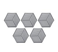ANKROYU Silicone Hexagon Trivet Mats Heat Resistant Non Slip Hot Pan Mats for Kitchen Dining Table Dish Placemats Set of 5 Food Grade 16x14cm (Gris)