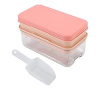 ANKROYU Silicone Ice Cube Trays with Lid and Scoop Premium Food Grade Non Toxic Easy Release Ice Making Molds for Cocktails Whiskey Soda Coffee 2 Layers 64 Cubes Storage Bin (Rose)