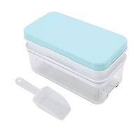 ANKROYU Silicone Ice Cube Trays with Lid and Scoop Premium Food Grade Non Toxic Easy Release Ice Making Molds for Cocktails Whiskey Soda Coffee 2 Layers 64 Cubes Storage Bin (Bleu)