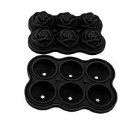 ANKROYU Silicone Rose Ice Cube Tray Premium 6 Rose Shaped Ice Ball Molds For Cocktail Whiskey Champagne BPA Dishwasher Safe Home Bar Party Accessory (Noir)