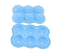 ANKROYU Silicone Rose Ice Cube Tray Premium 6 Rose Shaped Ice Ball Molds For Cocktail Whiskey Champagne BPA Dishwasher Safe Home Bar Party Accessory (Ciel bleu)