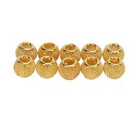 ANKROYU Spacer Beads Gold Plated Round Mesh Hollow Ball DIY Jewelry Making 10Pcs for Necklaces Bracelets Earrings Alloy 10mmx12mm (Or)