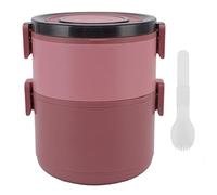 ANKROYU Stackable Lunch Box 1600ml 2 Tier Large Capacity Food Grade Plastic Heat Preserving Leakproof Microwave Safe Container for Adults Office School (Xiya rouge)