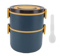 ANKROYU Stackable Lunch Box 1600ml 2 Tier Large Capacity Food Grade Plastic Heat Preserving Leakproof Microwave Safe Container for Adults Office School (Bleu élégant)