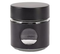 ANKROYU Stainless Steel Glass Coffee Bean Storage Container Airtight Kitchen Food Canister with Transparent Base for Home Restaurant Cafe Safe Material 60x58mm 208g (Noir)