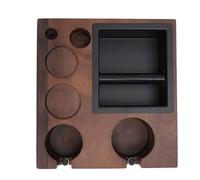 ANKROYU Station de bourrage de café professionnelle en bois avec boîte à frapper en acier inoxydable, distributeur de doseur, porte-filtre, organisateur d'outils Barista, conceptio