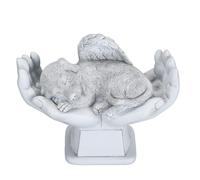 ANKROYU Statue commémorative d'ange pour Animaux de Compagnie, fabriquée à la Main, avec Mains de Dieu, décoration de Jardin en Plein air, Pierre tombale pour Chien et Chat, souven (Chienne)