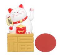 ANKROYU Stature Cat LUCHE Chat à énergie énergie ondule Fortune Chinoise Beckoning Cat Feng Shui Desk Decor Migne Cartoon Plastique Plastique Home Office Tableau de Bord Carnet GIF (Blanc)