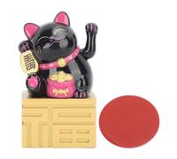 ANKROYU Stature Cat LUCHE Chat à énergie énergie ondule Fortune Chinoise Beckoning Cat Feng Shui Desk Decor Migne Cartoon Plastique Plastique Home Office Tableau de Bord Carnet GIF (Noir)
