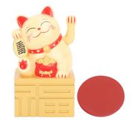 ANKROYU Stature Cat LUCHE Chat à énergie énergie ondule Fortune Chinoise Beckoning Cat Feng Shui Desk Decor Migne Cartoon Plastique Plastique Home Office Tableau de Bord Carnet GIF (Jaune)