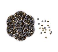 ANKROYU Strass thermocollants pour ongles, 1 000 pièces, strass en verre, multi-facettes, dos plat, accessoires décoratifs DIY pour vêtements, chaussures, nail art (Jm201 Mining Gold)