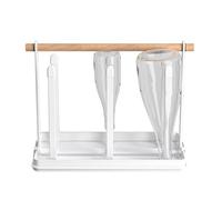 ANKROYU Support de tasse de séchage en bois et en fer de qualité supérieure, avec conception de drainage efficace, support de rangement peu encombrant pour l'organisation du compto (Blanche)