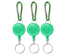 ANKROYU Télescopique Couchette de curseur de cambrioleur Clip de chaîne de traction rétractable 3pcs Corde en nylon Mini boucle de porte-clés anti-perdue avec carabiner pour le bur (Bleu) (Vert)