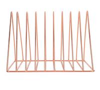 ANKROYU Triangle Book Shelf Metal Rose Gold Desk Organizer Sturdy Book File Storage Rack for Office Home Study Modern Space Saving Bookshelf Iron 20.1x25.6x17.8cm