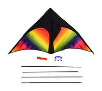 ANKROYU Triangle Kite with Line Board Long Tail Flying Toys Durable Léris résistant aux déchirures Activités Sportives de Jeu de gibier pour Enfants Adultes Adults Beach Colombes B