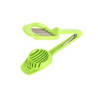 ANKROYU -œufs Outil de cuisine multifonctionnel pour trancher les œufs durs Kiwi Fraise Banane avec double lames de Base antidérapante Passe au lave-vaisselle Plastique Noir Vert