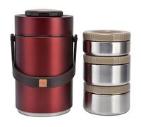 ANKROYU Vacuum Lunch Box 304 Stainless Steel 3 Layer Insulated Food Container Leak Proof Thermal Box for Work Travel Picnic Outdoor 2300ml Large Capacity (Rouge)