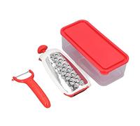 ANKROYU Vegetable Cutter Stainless Steel Multifunctional Portable Veggie Chopper Onion Slicer for Kitchen Home Cooking Food Prep 304 Stainless Steel Collapsible Design with Storage (Rouge)