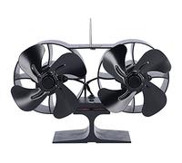 ANKROYU Ventilateur de poêle à double tête, ventilateur alimenté par la chaleur à 8 pales, contrôle automatique de la température pour poêle à bois, cheminée en alliage d'aluminium