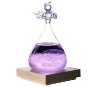 ANKROYU Verre Tempête, Station Météo avec Base, Bouteille Baromètre en Forme de Goutte d'Eau, Décoration Bureau Élégante, Bouteille en Verre Transparent (Violet)