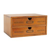ANKROYU Vintage En Bois Double Couche Tiroir Boîte De Bureau Organisateur Multifonctionnel Armoire De Rangement Décoration pour Salon En Bois Massif Rétro Style Home Office Chambre