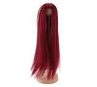 ANKROYU Wig Doll Professional DIY Fabriqué la main de la chaleur à la main Soft Partie médiane Longue Polaire droite Polaire pour poupée Faire du matériau de soie à haute températu (Rouge)