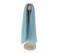 ANKROYU Wig Doll Professional DIY Fabriqué la main de la chaleur à la main Soft Partie médiane Longue Polaire droite Polaire pour poupée Faire du matériau de soie à haute températu (Bleu gris clair)