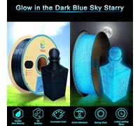 ANKROYU YOUSU Filament d'imprimante 3D 1,75 mm PLA phosphorescent dans le ciel étoilé noir vert brillant Matériau d'impression 3D ± 0,03 mm Rouleau de 1 kg pour décorations créativ (4)