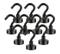 Anksixx Crochets Magnétiques, 10PCS Crochet Aimanté Néodyme, 16mm Crochet Aimant Puissant, Aimants Super Forts avec Crochets pour Cuisine Casiers de Bureau Aimant de Réfrigérateur (Noir)