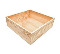Anktily 1 lot de boîtes de rangement carrées en bois brut 25 x 25 x 8 cm - Récipient rustique en bois naturel pour la maison, le bureau et la décoration du lieu