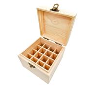 Anktily Boîte de rangement en bois brut avec 16 compartiments, 11,5 x 11,5 x 9,5 cm, boîte en bois brut avec fermoir pour petits souvenirs, bijoux, sachets de thé