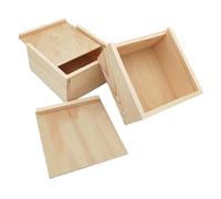 Anktily Lot de 2 boîtes en bois brut avec couvercle coulissant, boîte en bois naturel vide pour bijoux, arts et loisirs créatifs (12x12x6 cm)