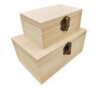 Anktily Lot de 2 petites boîtes en bois brut rustique avec fermoir de verrouillage pour décoration de table de maison