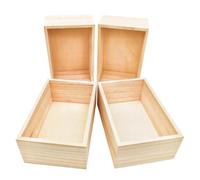 Anktily Lot de 4 boîtes de rangement rectangulaires en bois brut pour loisirs créatifs, 15 x 10 x 6 cm, boîte rustique en bois naturel pour décoration de maison