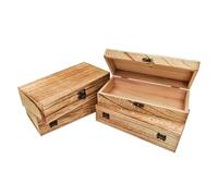 Anktily Lot de 4 boîtes en bois rustique à finition brûlée légère, avec couvercle rabattant et fermoir - Organisateur pour bricolage, rangement bijoux, cadeaux et maison (20x10x5cm)