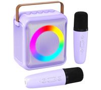 Ankuka Jouets de karaoké pour Enfants et Adultes avec 2 Microphones, Machine de karaoké Portable avec lumière LED et Effets de Changement de Voix, Cadeaux pour Enfants de 3 à 18 Ans, garçons, Filles,