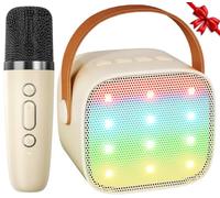 Ankuka Micro Karaoke Enfant sans Fil avec 1 Micro, Portable Karaoké Bluetooth avec Magique Voix Change et LED Lumière Qualité Sonore HiFi Mini Microphone Karaoké Jaune
