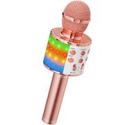 Ankuka Microphone karaoké sans fil portable 4 en 1 Bluetooth avec lumières LED dansantes, lecteur KTV compatible avec appareils Android et iOS pour fêtes/enfants