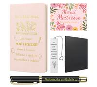 ANKUOFUA Cadeau Maîtresse Fin d'Année, 4pcs Cadeaux Maitre d'école Cadeau Merci Maîtresse Compris Carnet de Notes Stylo Marque Page Carte Cadeaux Remerciement Fin d'Année pour Professeur Enseignant
